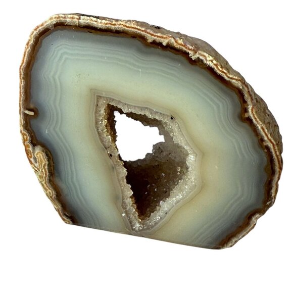 Natural Agate Polished Geode Stone Blue Gray Rock Crystal Decor 2.75" x 3" - Picture 1 of 6